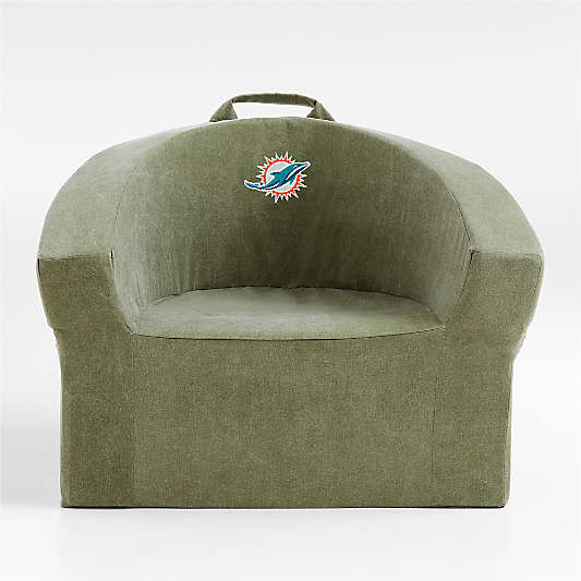 NFL Miami Dolphins Large Cyprus Green Organic Cotton Kids Lounge Barrel Chair