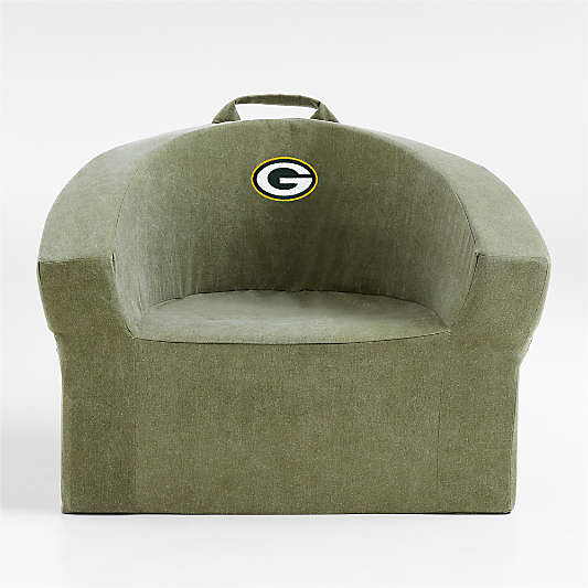 NFL Green Bay Packers Large Cyprus Green Organic Cotton Kids Lounge Barrel Chair