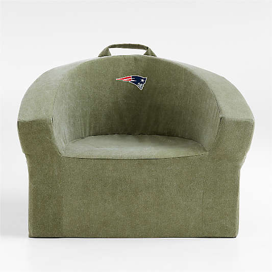 NFL New England Patriots Large Cyprus Green Organic Cotton Kids Lounge Barrel Chair