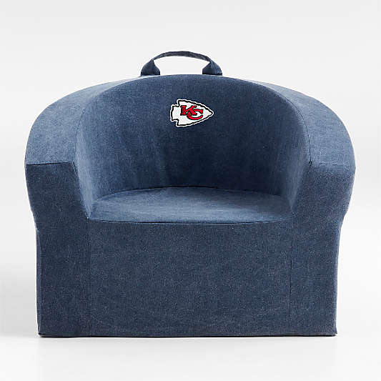 NFL Kansas City Chiefs Large Deep Indigo Organic Cotton Kids Lounge Barrel Chair