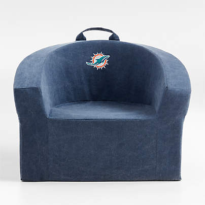 NFL Miami Dolphins Large Deep Indigo Organic Cotton Kids Lounge Barrel Chair