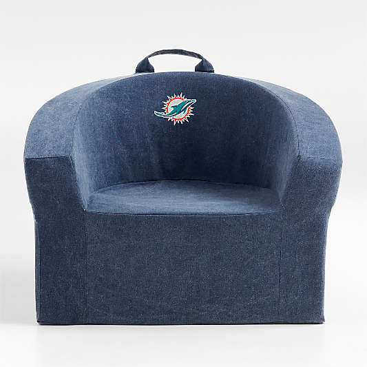 NFL Miami Dolphins Large Deep Indigo Organic Cotton Kids Lounge Barrel Chair