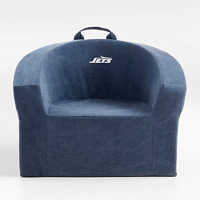 NFL New York Jets Large Deep Indigo Organic Cotton Kids Lounge Barrel Chair