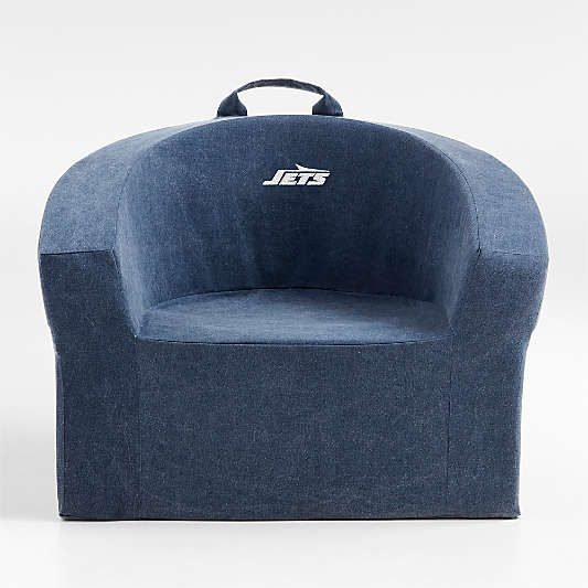 NFL New York Jets Large Deep Indigo Organic Cotton Kids Lounge Barrel Chair