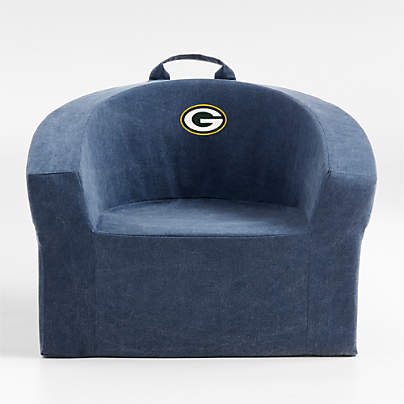 NFL Green Bay Packers Large Deep Indigo Organic Cotton Kids Lounge Barrel Chair