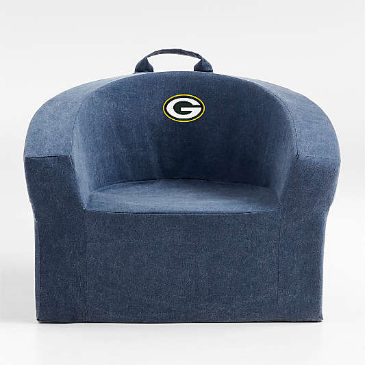 NFL Green Bay Packers Large Deep Indigo Organic Cotton Kids Lounge Barrel Chair