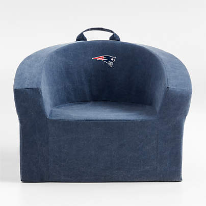 NFL New England Patriots Large Deep Indigo Organic Cotton Kids Lounge Barrel Chair