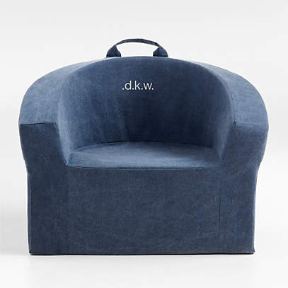 Large Dark Indigo Kids Lounge Barrel Chair