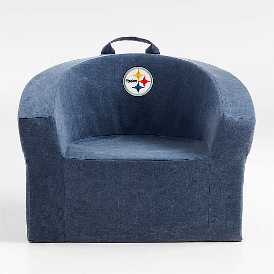 NFL Pittsburgh Steelers Large Deep Indigo Organic Cotton Kids Lounge Barrel Chair