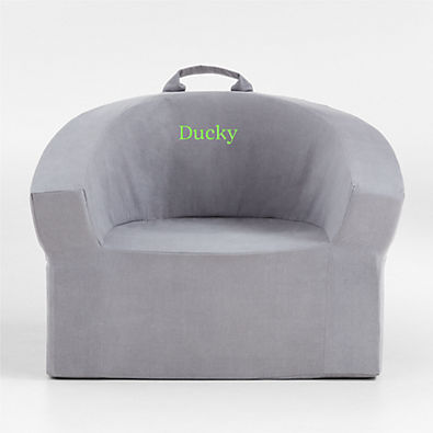 View Large Pewter Grey Kids Lounge Barrel Chair details