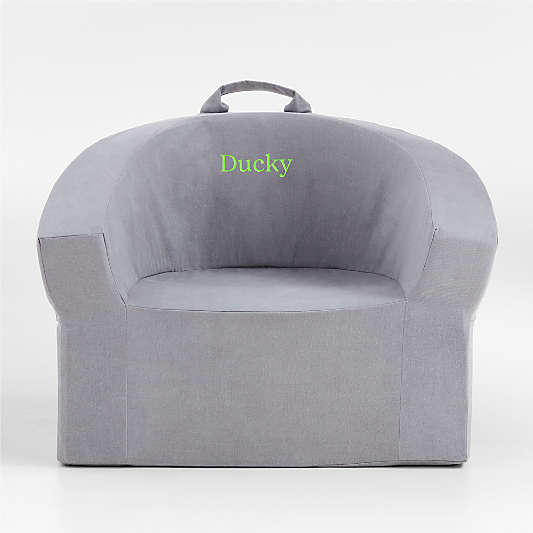 Large Pewter Grey Kids Lounge Barrel Chair