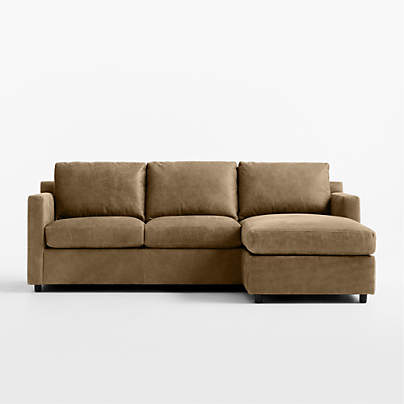Barrett II 91" Leather Right-Arm Lounger Sleeper Sectional Sofa