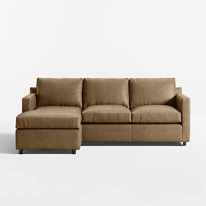 Barrett II 91" Leather Left-Arm Storage Chaise Lounge Queen Sleeper Sectional Sofa