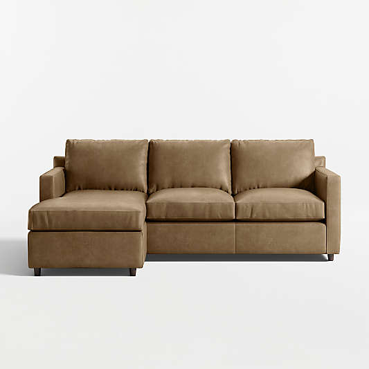 Barrett II 91" Leather Left-Arm Storage Chaise Lounge Queen Sleeper Sectional Sofa
