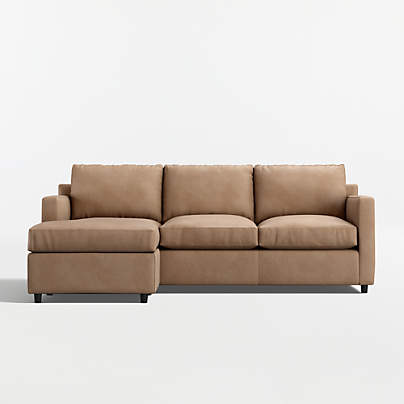 Barrett II 91" Leather Left-Arm Storage Chaise Lounge Queen Sleeper Sectional Sofa
