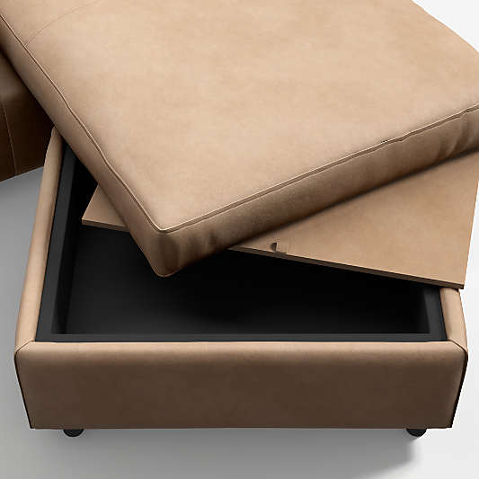 Barrett II 91" Leather Right-Arm Storage Chaise Lounge Sectional Sofa