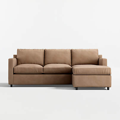 Barrett II 91" Leather Right-Arm Storage Chaise Lounge Queen Sleeper Sectional Sofa