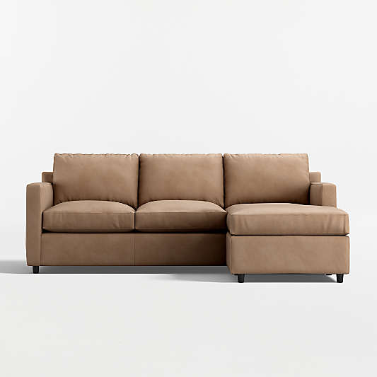 Barrett II 91" Leather Right-Arm Storage Chaise Lounge Queen Sleeper Sectional Sofa