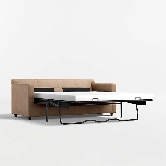 Barrett II 91" Leather Right-Arm Storage Chaise Lounge Queen Sleeper Sectional Sofa