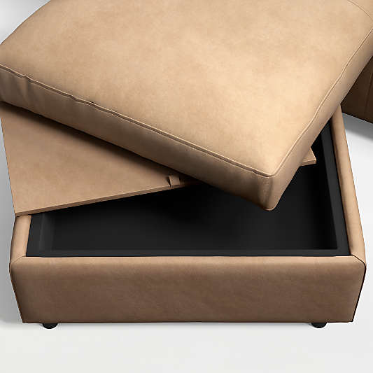 Barrett II 91" Leather Left-Arm Storage Chaise Lounge Sectional Sofa