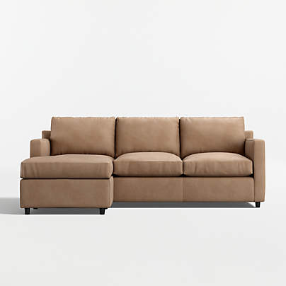 Barrett II 91" Leather Left-Arm Storage Chaise Lounge Sectional Sofa