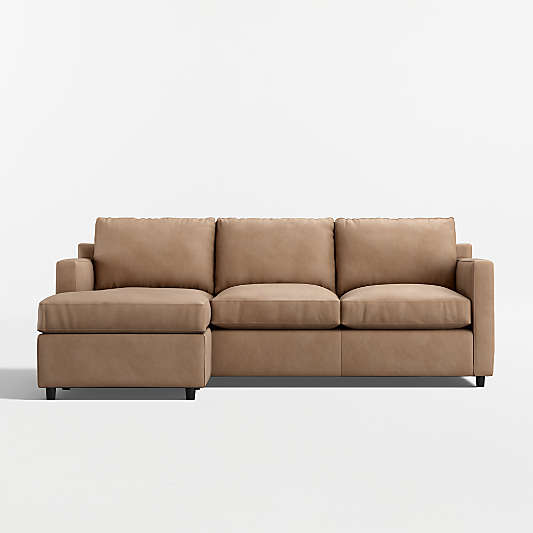 Barrett II 91" Leather Left-Arm Storage Chaise Lounge Sectional Sofa