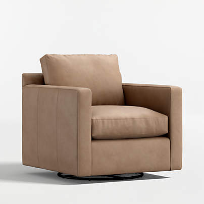 Barrett II 35.5" Leather Track Arm Swivel Chair