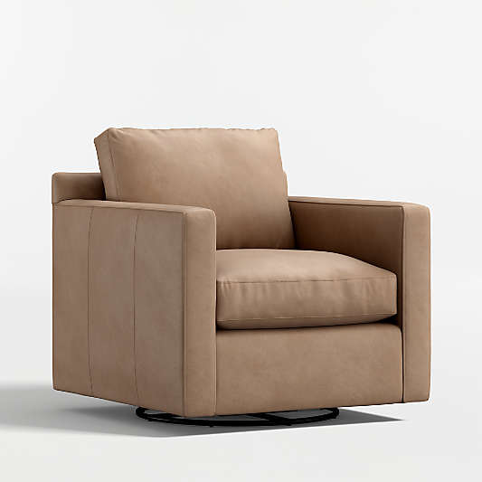 Barrett II 35.5" Leather Track Arm Swivel Chair