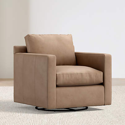 Barrett II 35.5" Leather Track Arm Swivel Chair