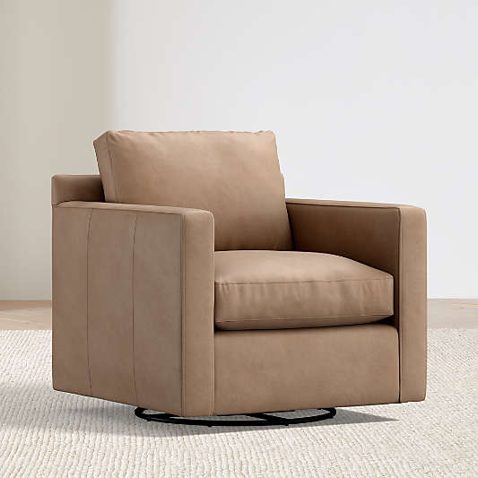 Barrett II 35.5" Leather Track Arm Swivel Chair