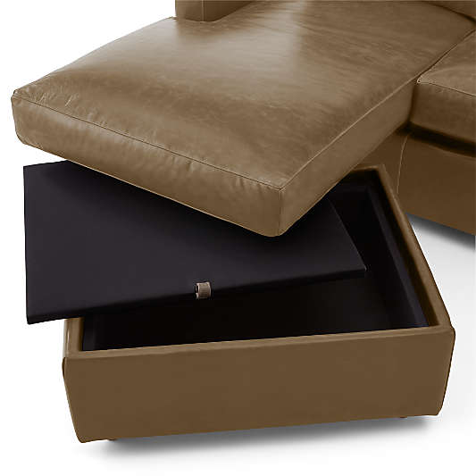 Barrett II 91" Leather Left-Arm Storage Chaise Lounge Sectional Sofa