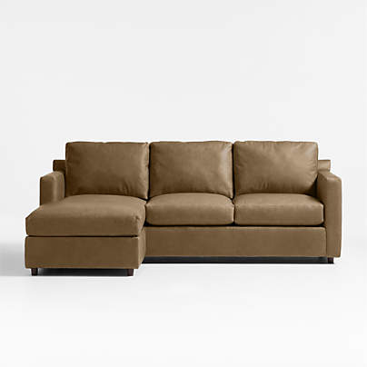 Barrett II 91" Left-Arm Leather Lounger Sectional Sofa