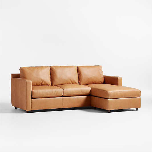 Barrett II Right-Arm Leather Lounger Sectional Sofa