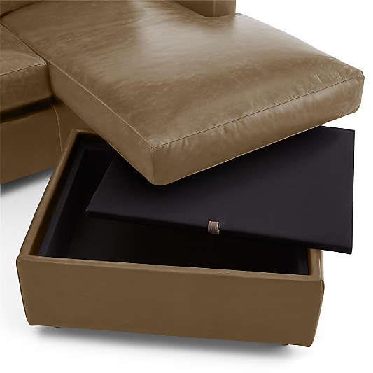 Barrett II 91" Leather Right-Arm Storage Chaise Lounge Sectional Sofa