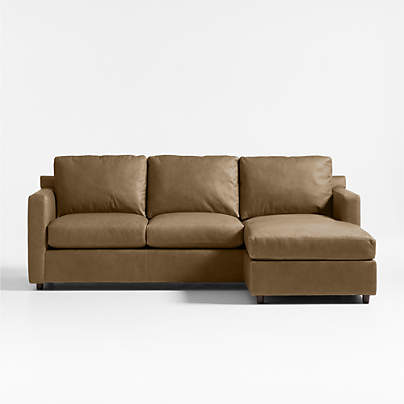 Barrett II 91" Right-Arm Leather Lounger Sectional Sofa