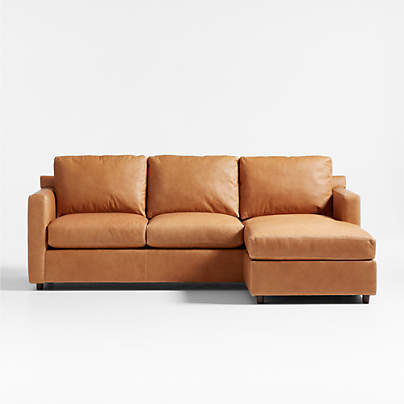 Barrett II Right-Arm Leather Lounger Sectional Sofa