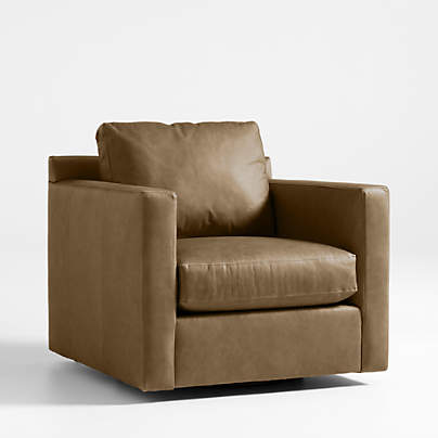 Barrett II 35.5" Leather Track Arm Swivel Chair