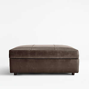 Leather Ottomans Crate And Barrel, Leather Top Ottoman