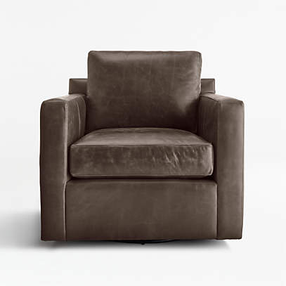 crate and barrel leather swivel chair