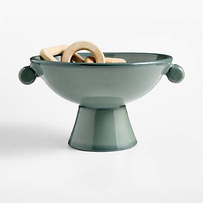 Baron Blue Terracotta Footed Decorative Bowl