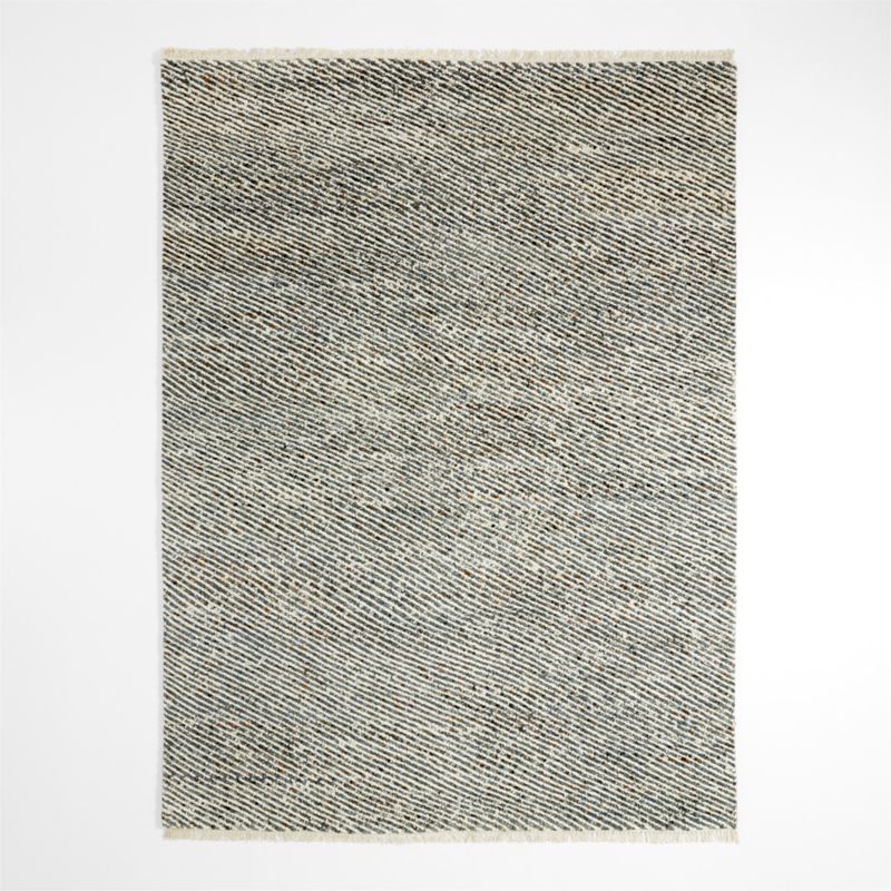Basel Wool Blue and Sage Green Rug Swatch 12"x18"
