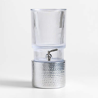 Atwell 1.7-Gallon Ribbed Glass Drink Dispenser with Bash Stand Set