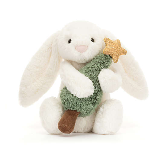 Jellycat Bashful Bunny with Christmas Tree Kids Stuffed Animal
