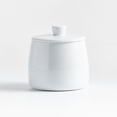View White Ceramic Sugar Bowl details
