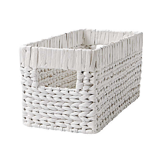 White Wicker Small Changing Table Basket