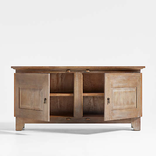 Basque 68" Weathered Light Brown Solid Wood Credenza