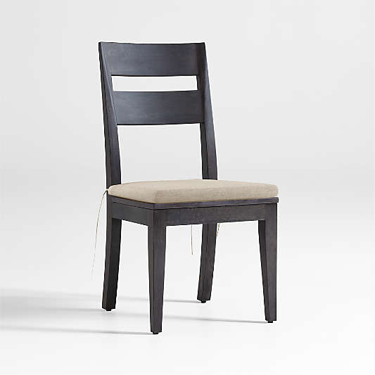 Basque Charcoal Grey Wood Dining Chair with Natural Cushion