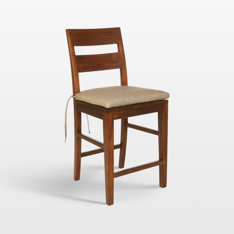 Basque Honey Wood Counter Stool with Camel Cushion