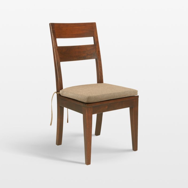 Basque Honey Wood Side Chair with Camel Cushion