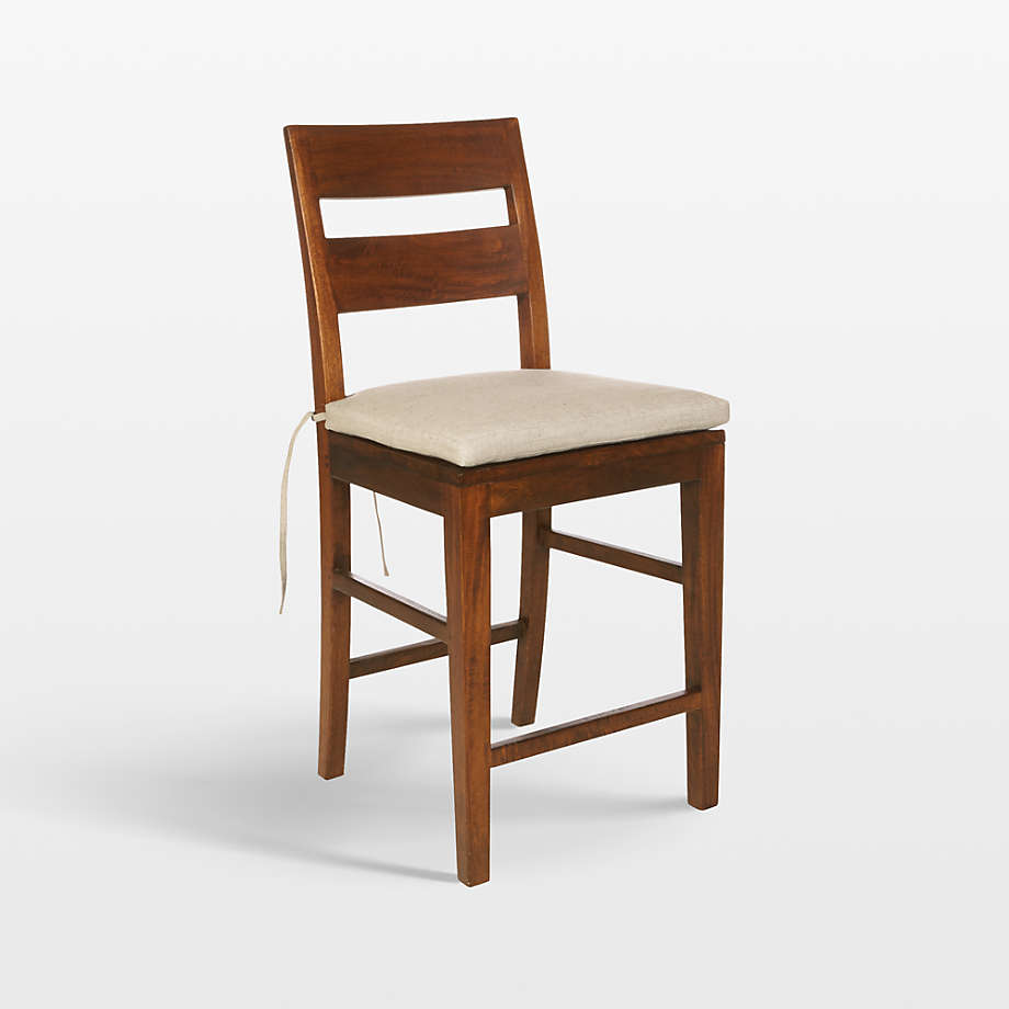 Basque Honey Wood Counter Stool with Natural Cushion
